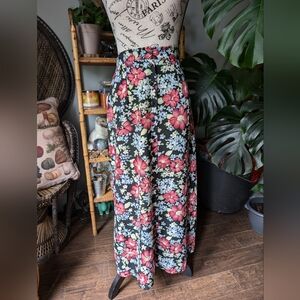 Vintage 90s Floral Button Up Maxi Skirt Size Medium